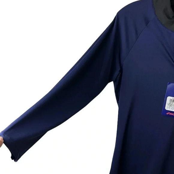 ASICS sweater ,women med/ Lg Blue workout, long sleeve,quarter zip pull over NWT - Picture 2 of 11